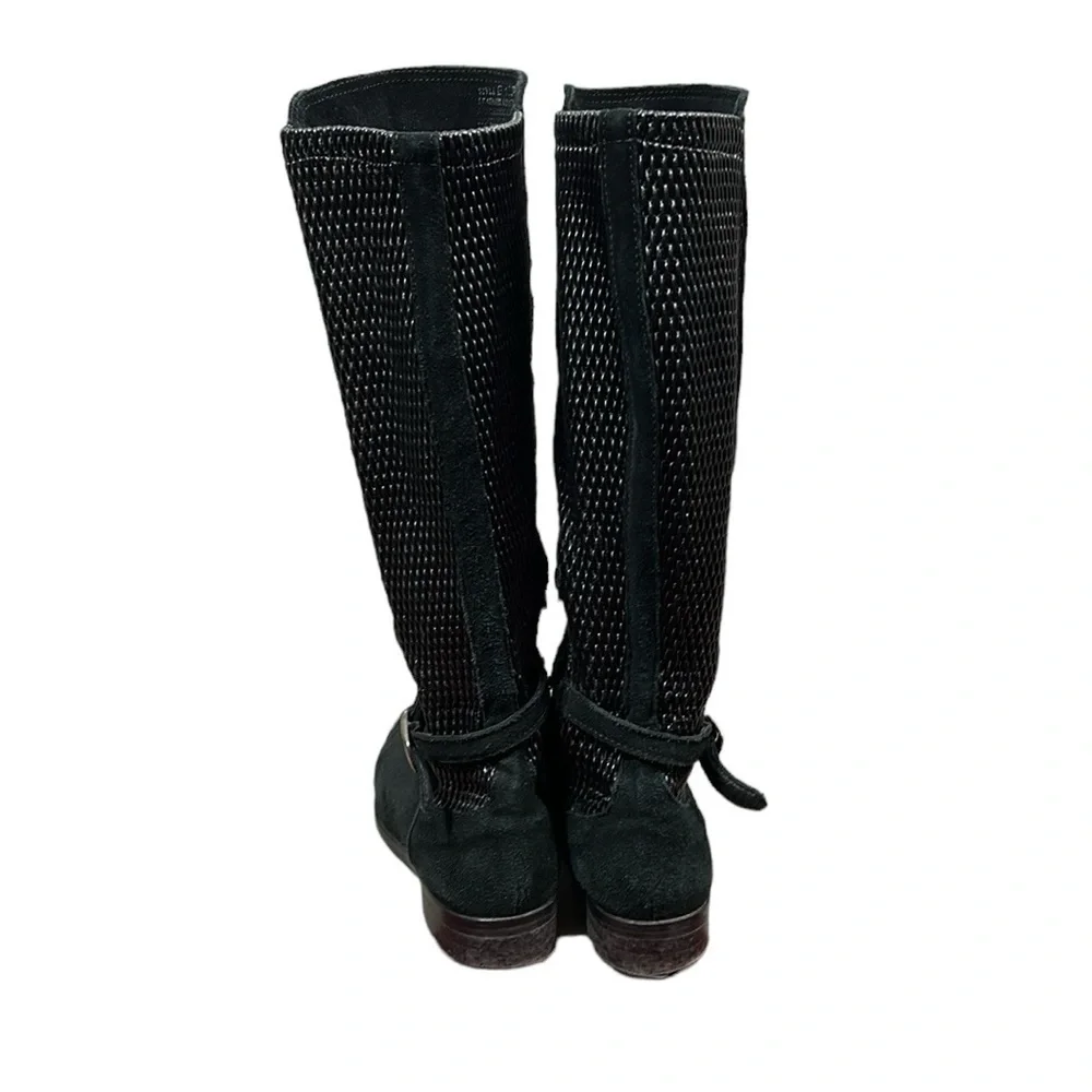 Fabianelli Made in Italy Black Suede Leather Riding Boots Size 38